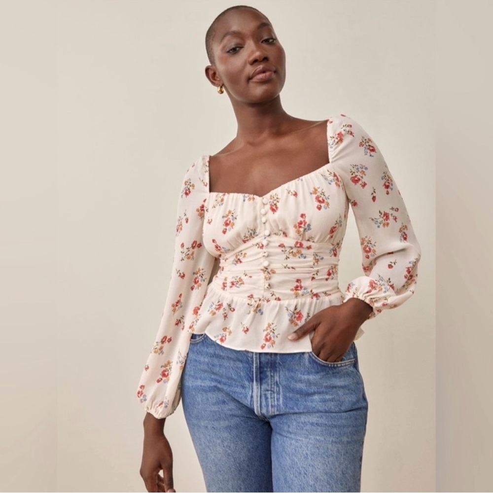 Reformation Cooper Floral Long Sleeve Top